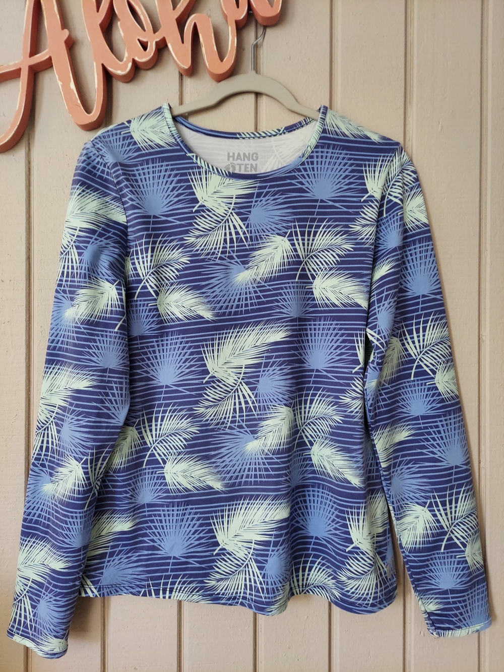 Hang Ten Long Sleeve Sun Shirt UPF 50 Performance Top Blue Women's L